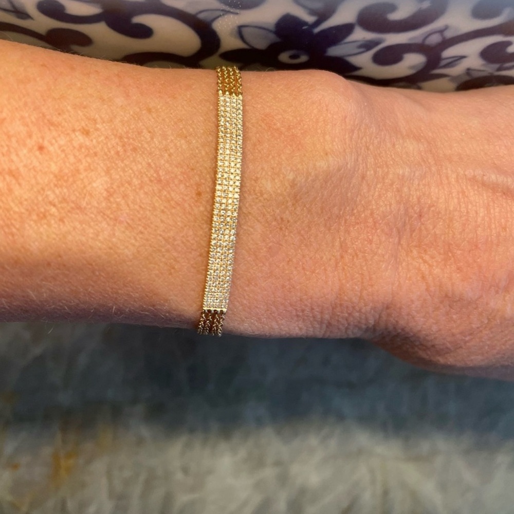 Anne Sisteron pavé diamond bracelet 14K Rose Gold, Multi-Chain